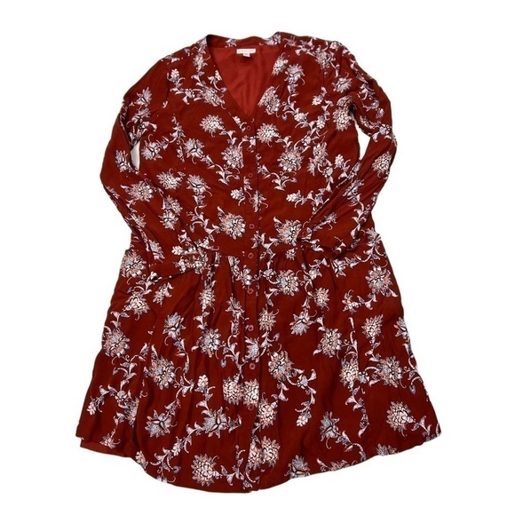 Garnet Hill Women’s 6 Floral Drop Waist Lined Dress Buttons Fall Colors - Picture 4 of 10